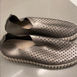 Ilse Jacobson tulip slide on pewter leather 39